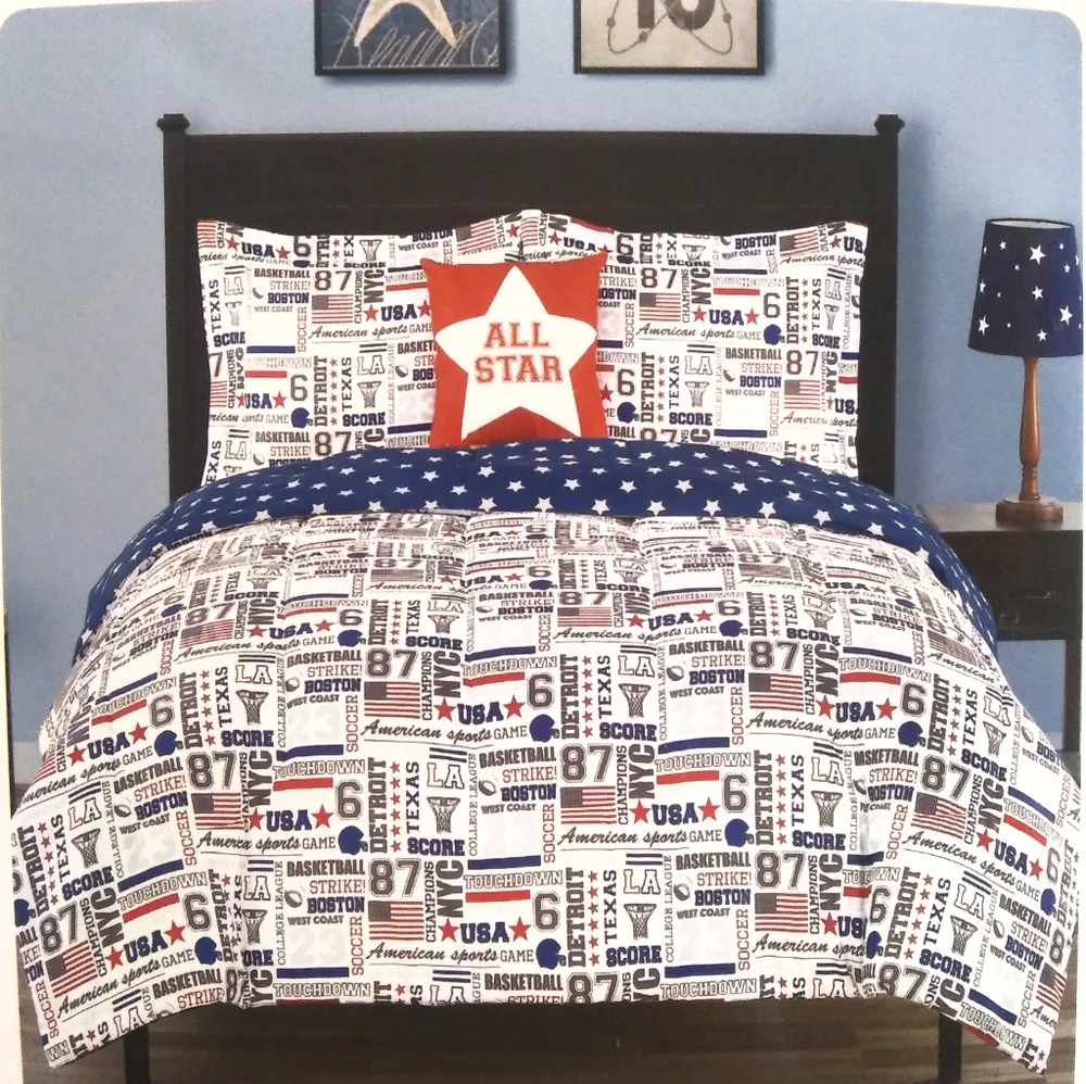 3pc twin comforter set with decorative pillow All Star